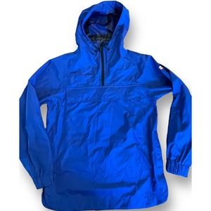 Hunter x Target Rain Jacket Pullover 1/4 Zip Anorak Pocket Hoodie Blue Men Small